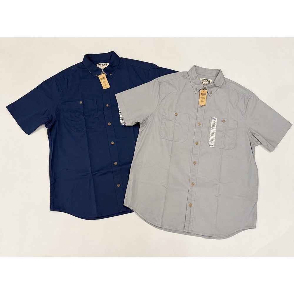 Duluth Trading Co Shirts (2) Untucked Short Sleeve Button Down Solid Blue & Gray